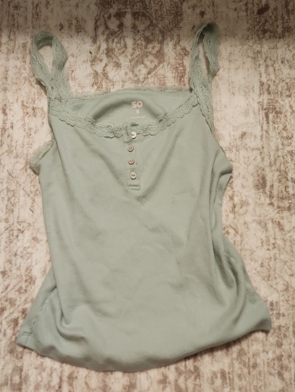 SO Lace-Trim Ribbed Camisole — Sage